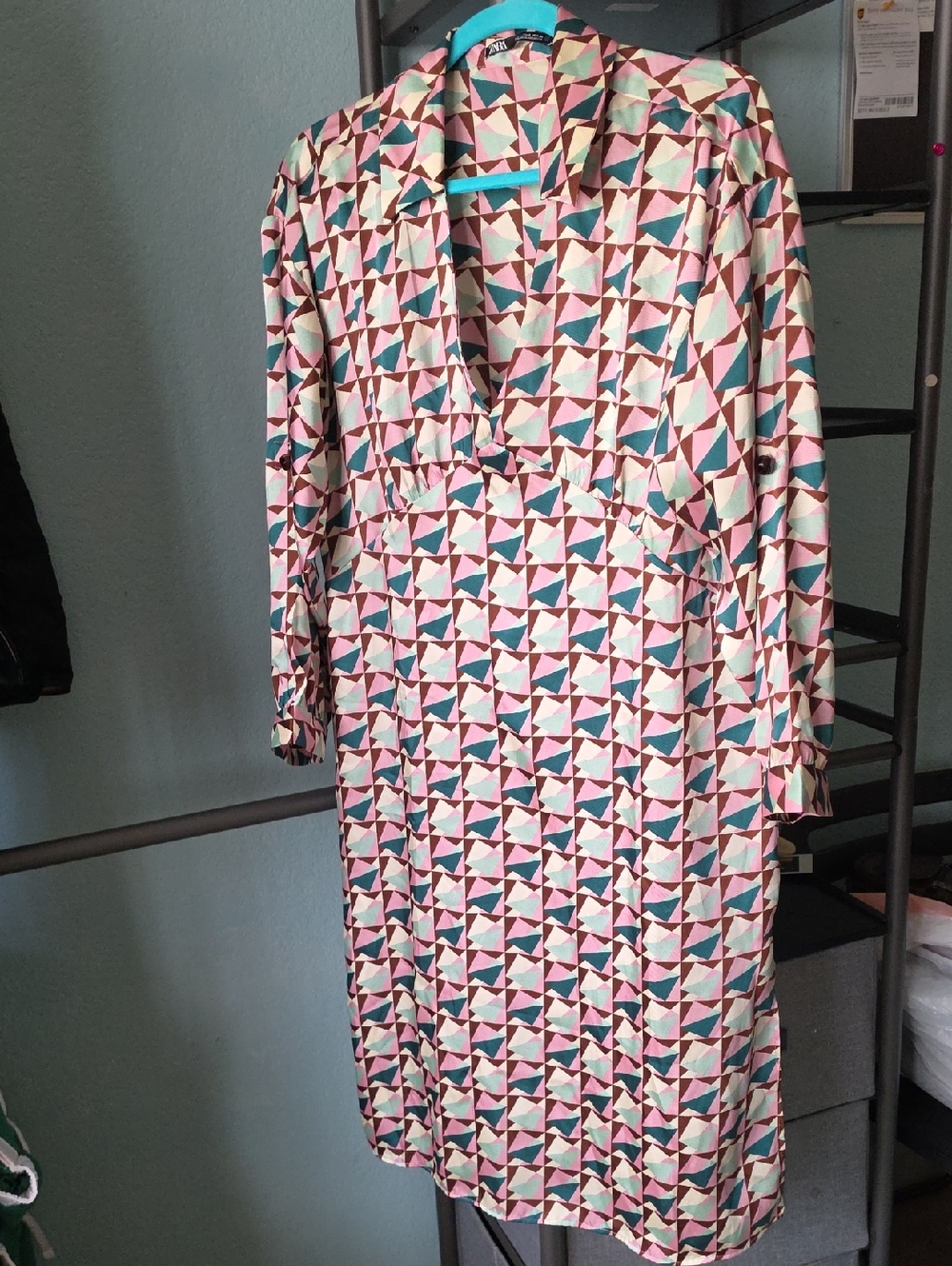 ZARA Geometric Print Midi Dress